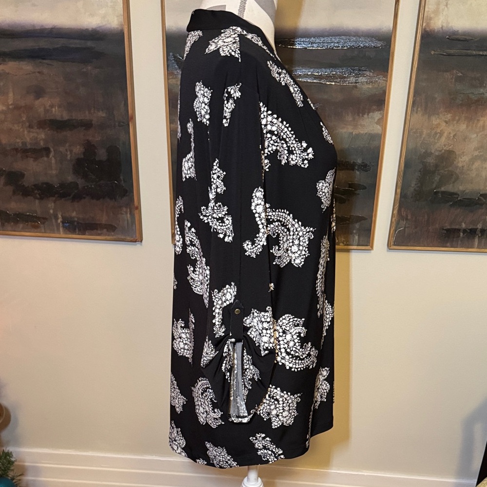 Liz Claiborne Career Black and White Paisley Blouse Size XL - Picture 5 of 10